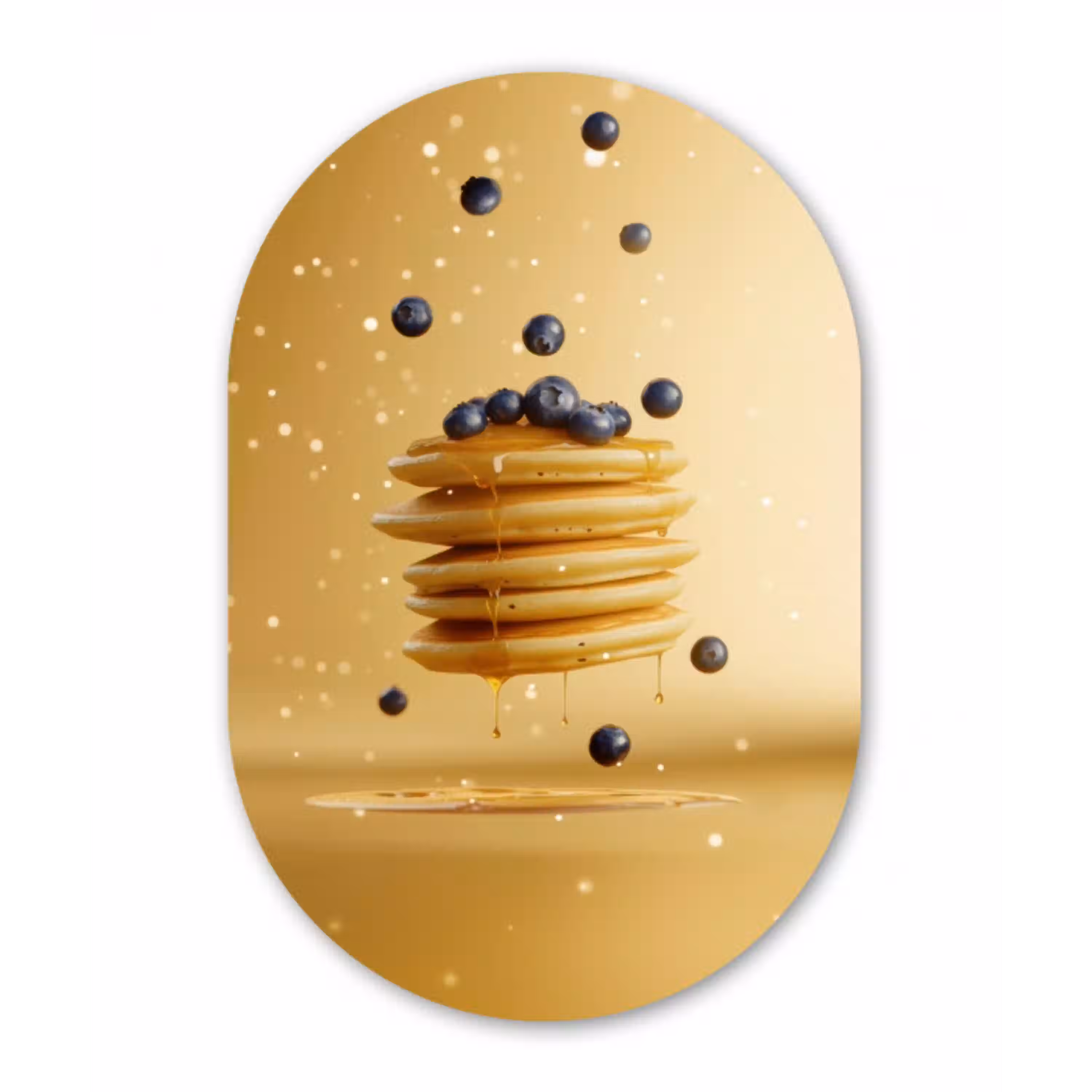 Pannenkoeken - Eten - Honing - Geel Wandcirkel Ovaal Glas middel -3d