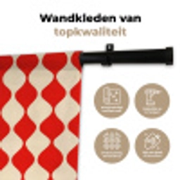 Golvend patroon - Retro - Rood - Beige Wandkleed katoen klein 269 -sfeer2