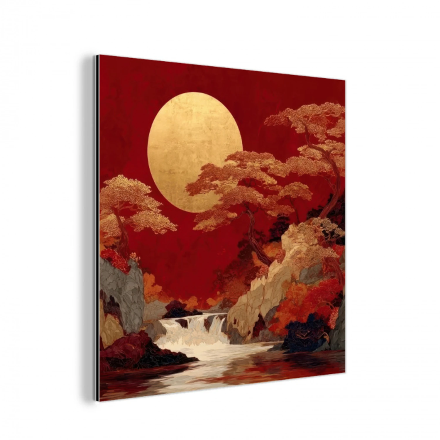 Volle maan - Landschap - Waterval aluminium wit klein -3d