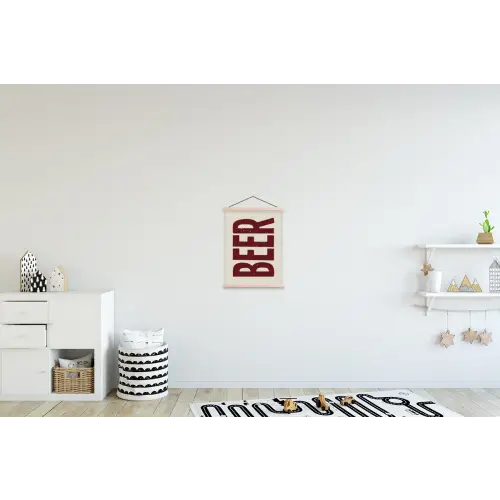 Japandi - Beer - Red - Retro textielposter latten blank klein -kinderkamer