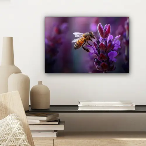 Honingbij - Paarse bloemen - Details canvas 2cm klein -sfeer6