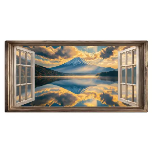 Doorkijk - Landschap - Bergen - Uitzicht - Raam Muismat XXL klein -3d_leeg