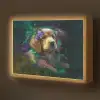 Hond - Puppy - Bloemen - Natuur - Golden retriever Light Box met batterij (Wandlamp kind) middel -z3d_website