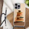 Boeken - Toren - Koffie - Beige Hoesje iPhone 16 Pro Max met koord klein -sfeer4
