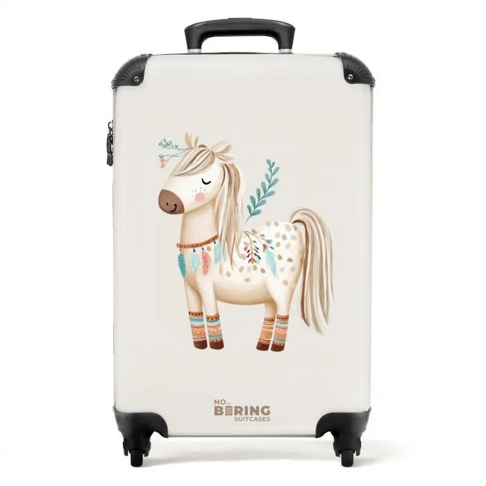 Bohemian paard in beige tinten NBS - Handbagage koffer - Volwassenen Unisex middel -productfoto_recht