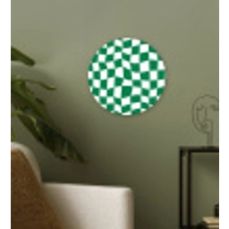 Schaakbord - Golvend - Groen Wandcirkel kunststof plaat 5mm dik klein 188 -sfeer3