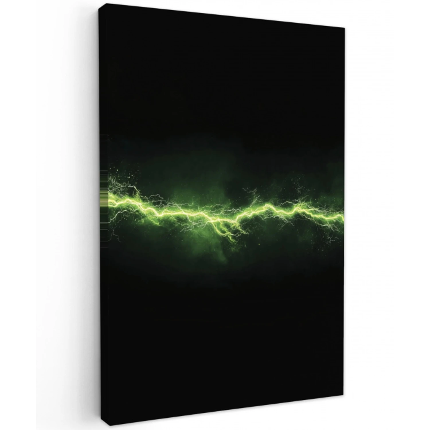 Gaming - Elektriciteit - Lijn - Vonken - Groen Tuinposter op houten frame 2 cm dik middel -3d