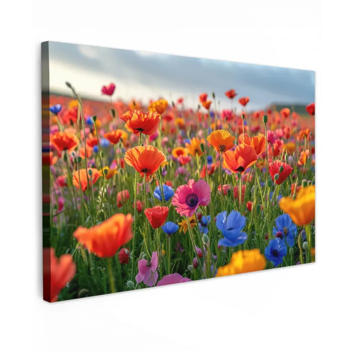 Bloemenweide in volle bloei Tuinposter op houten frame 2 cm dik klein -3d
