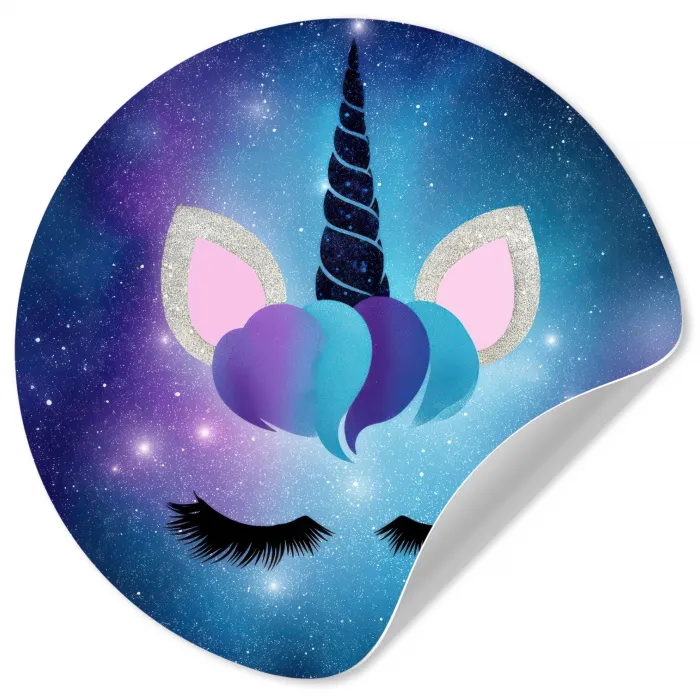 Eenhoorn - Sterren - Magisch - Blauw Wandcirkel behangsticker klein -3d