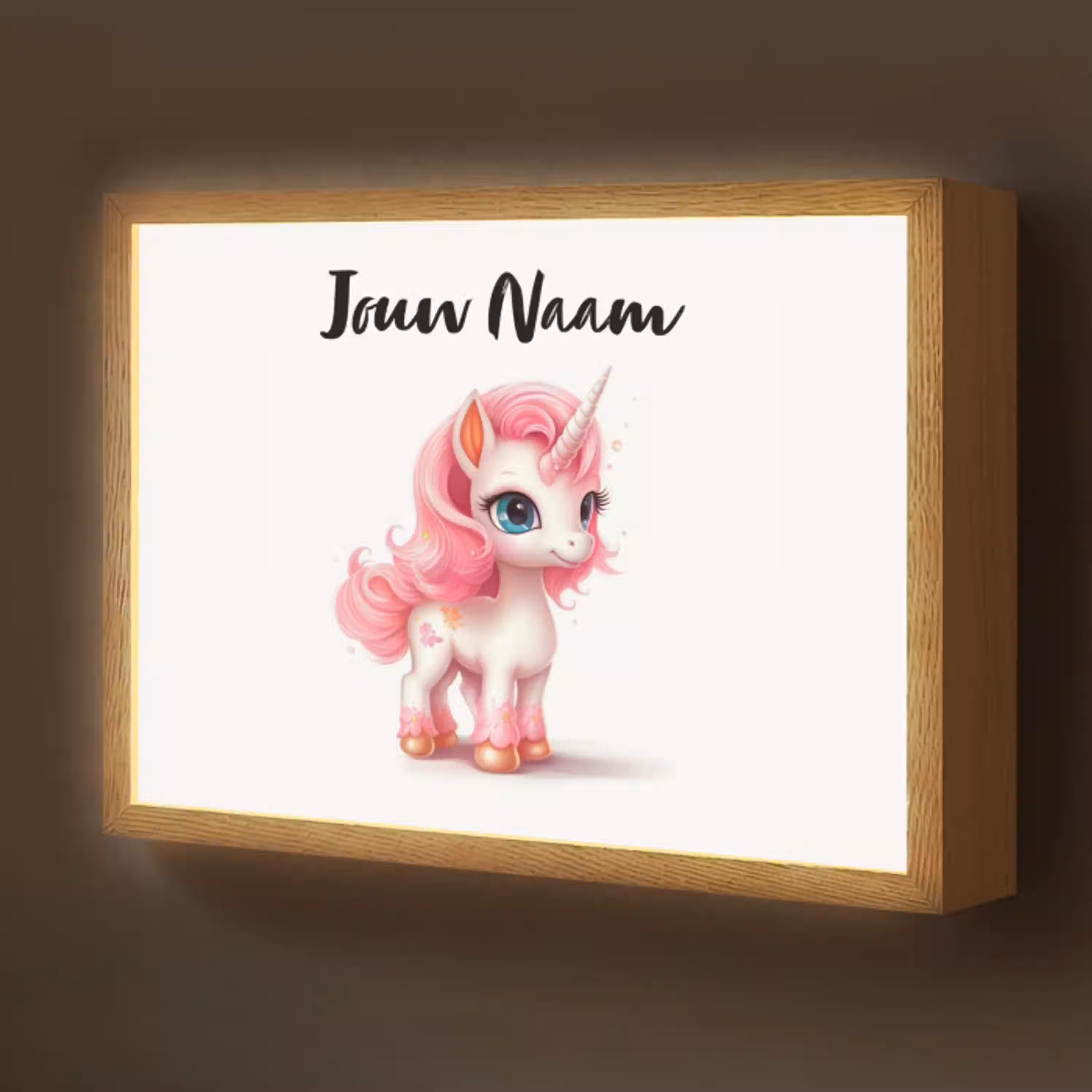 Unicorn - Meisjes - Kinderen - Eenhoorn - Roze Light Box met batterij (Wandlamp kind) middel -z3d_website