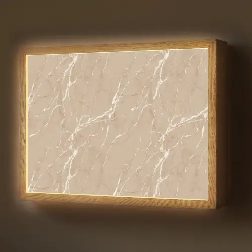 Beige - Marmer - Organisch - Wit Light Box met batterij (Wandlamp) middel 907 -z3d_website