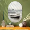 Roeiboot - Zee - Horizon Wandcirkel Ovaal Glas middel -sfeer2
