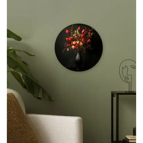 Bloemen - Takken - Boeket Wandcirkel plexiglas klein -sfeer3