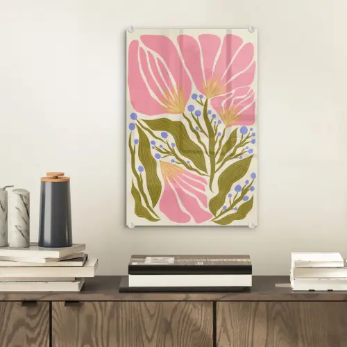 Bloemen - Bladeren - Abstract - Roze plexiglas 5mm klein -sfeer1
