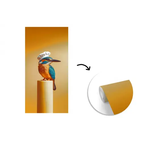 Ijsvogel - Pilaar - Koksmuts - Vogel fotobehang vinyl groot -3d