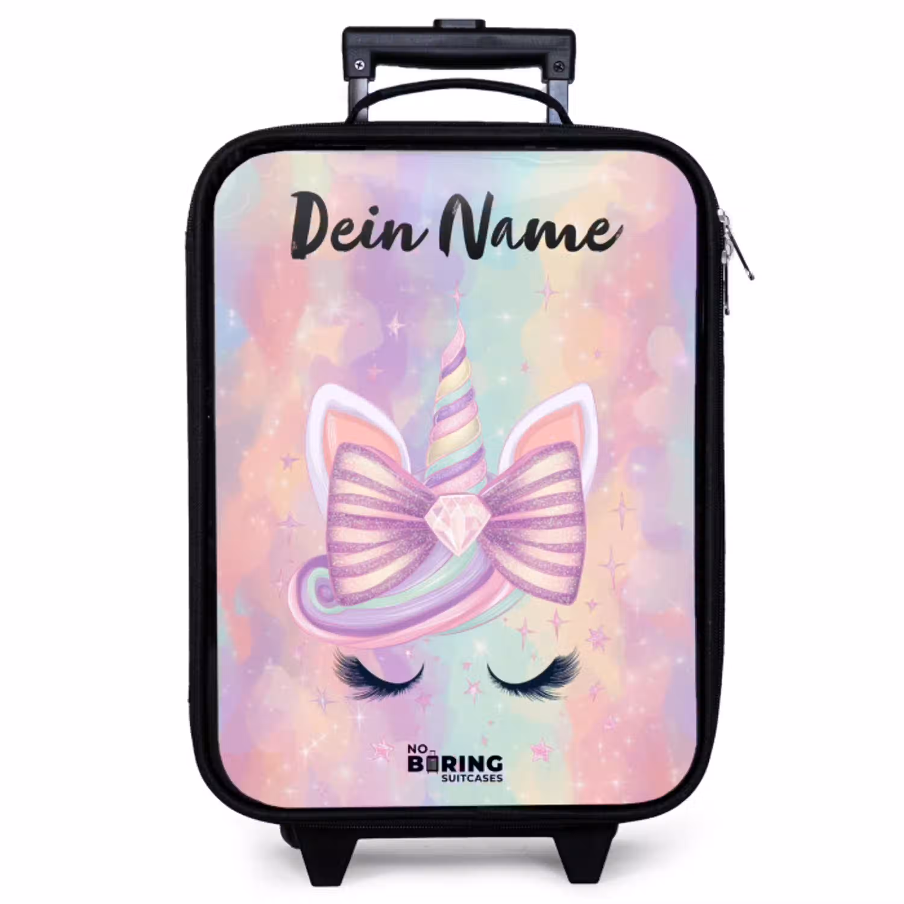 Eenhoorn - Glitters - Regenboog - Pastel Kinderkoffer - Zwart klein -zzz_website3d