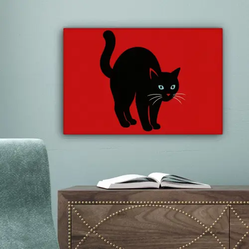 Kat - Zwart - Staart canvas 2cm klein -sfeer4