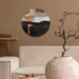 Abstract - Gold - Chic - Zwart - Grijs Wandcirkel behangsticker klein -sfeer1