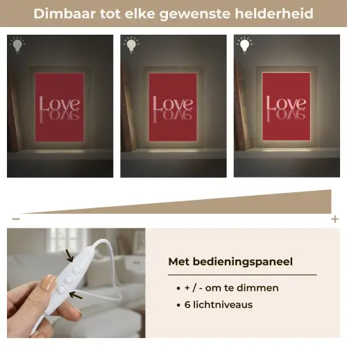 Love - Spiegeling - Rood Light Box met kabel (Tafellamp) klein -USP_dimbaarNL