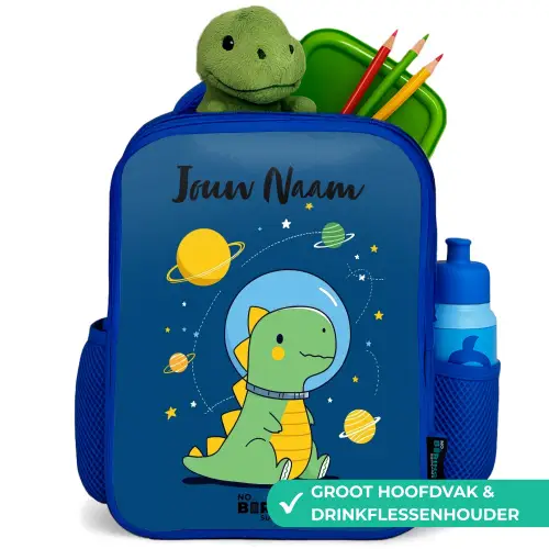Dino - Planeet - Ster - Blauw Kinderrugzak - Blauw middel -inhoud_NL