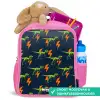 Dinos - Bliksem - Dieren - Blauw Kinderrugzak - Roze middel -inhoud_NL
