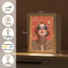 Vrouw - Kleurrijk - Dierenprint - Bloemen Light Box met kabel (Tafellamp) klein -USP_NL