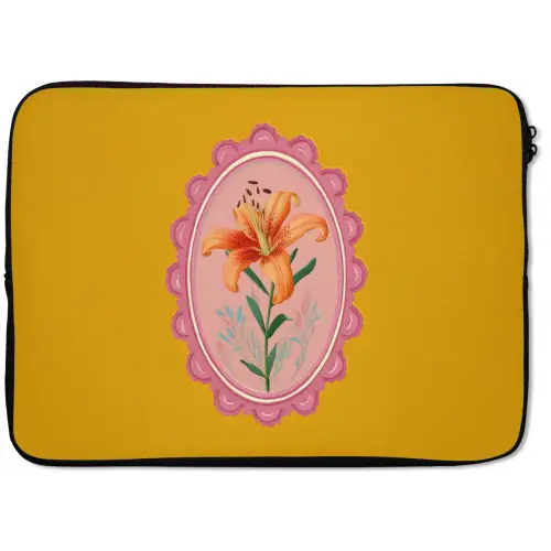 Lelie - Oranje - Lijst - Ovaal laptophoes neopreen klein -zkaufland3dotto