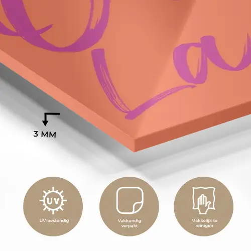 Oh la la - Oranje - Roze - Grafisch plexiglas 5mm klein -sfeer2