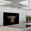 Schotse hooglander - Portret - Zwart - Dier keuken achterwand spatscherm klein -3d_schuin