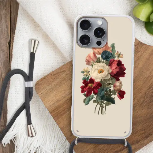 Boeket - Warme tinten - Elegant Hoesje iPhone 16 Pro Max met koord klein -sfeer4