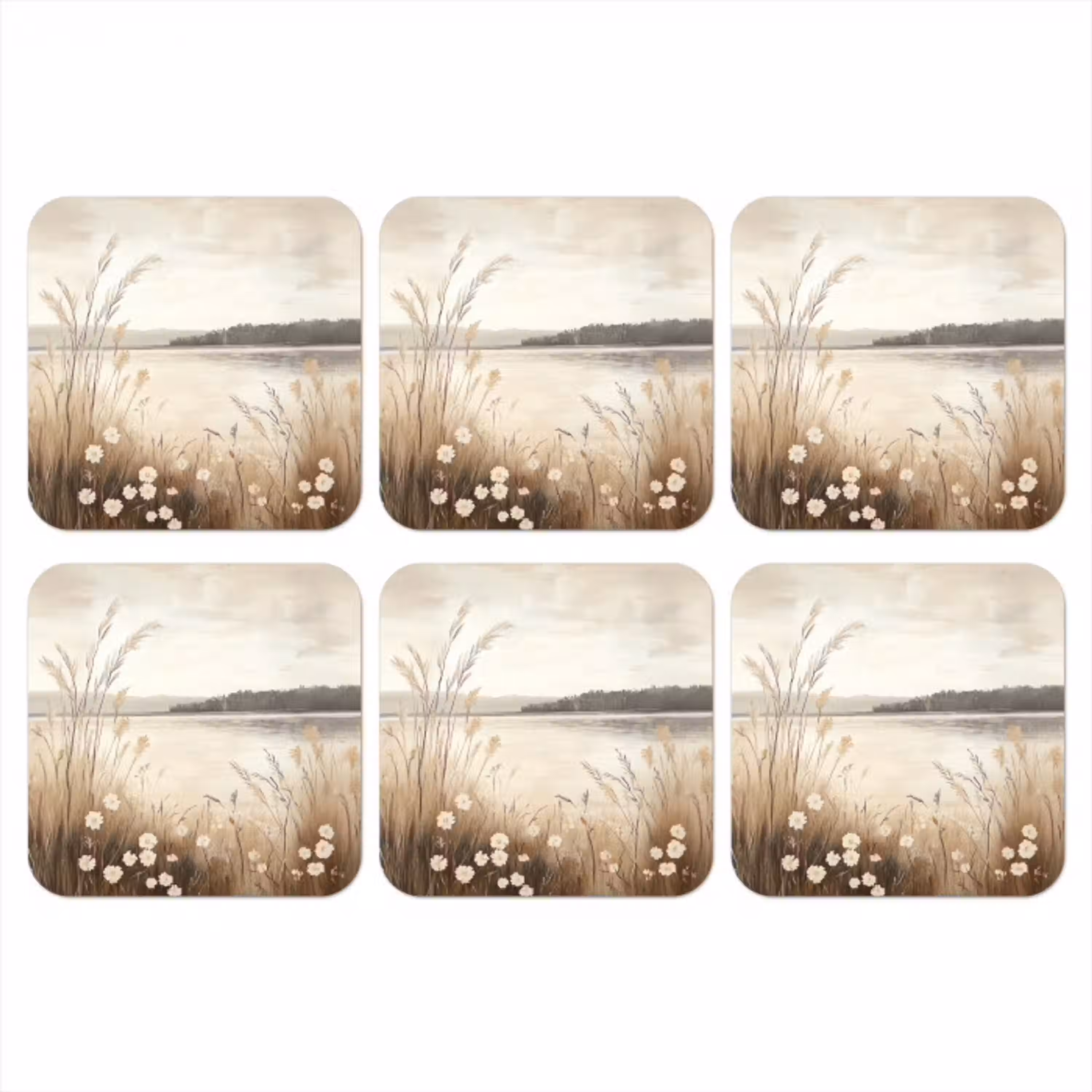 Meer - Water - Natuur - Beige onderzetter kurk middel -3d