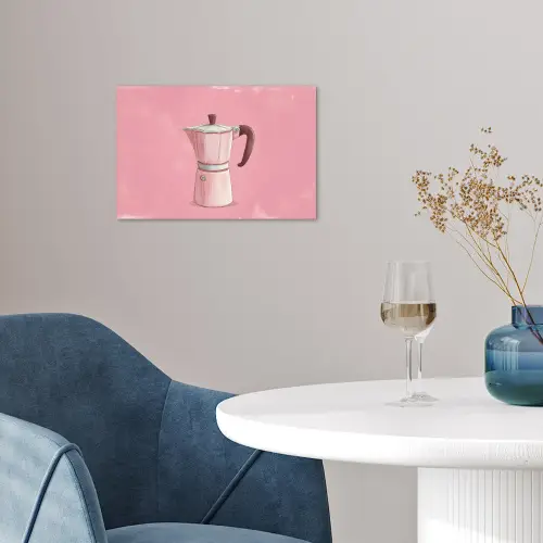 Roze - Mokkapot - Illustratie - Koffie poster papier klein -sfeer3