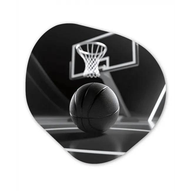 Basketbal - Basketbalveld - Lichtlijnen Wandcirkel Organisch Forex 3mm klein -3d