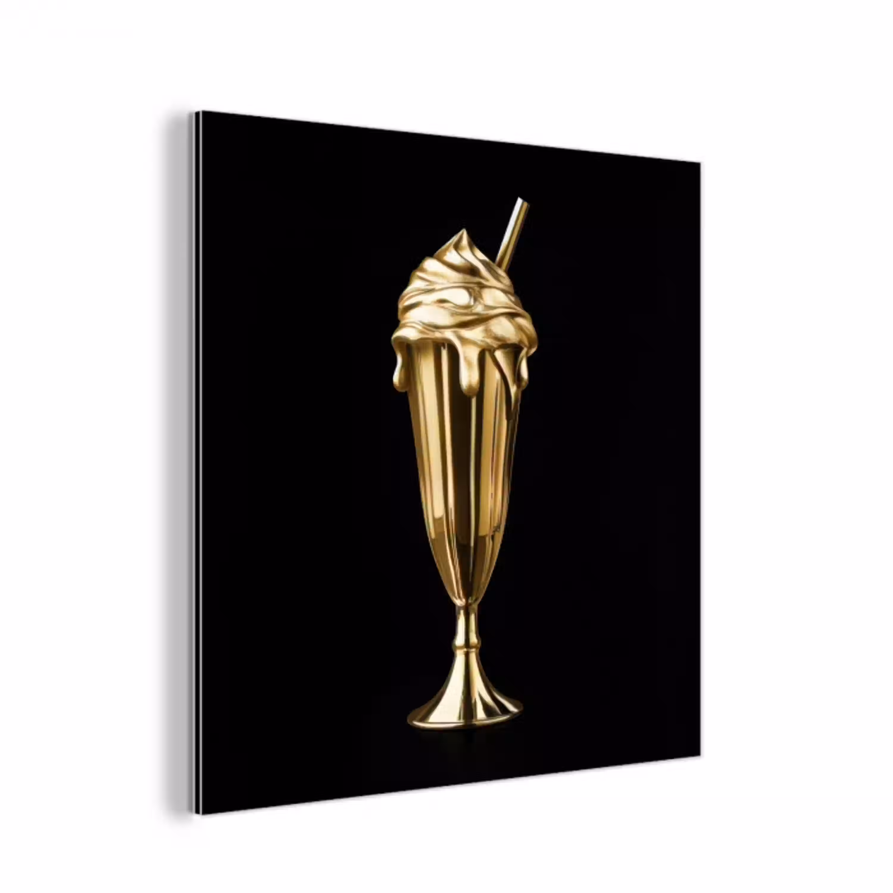 Milkshake - Goud - Drinken - Zwart aluminium wit klein -3d