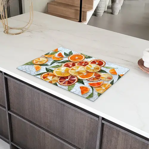 Schijfjes - Fruit - Oranje - Mozaïek Inductie beschermer vinyl 3mm klein -sfeer8