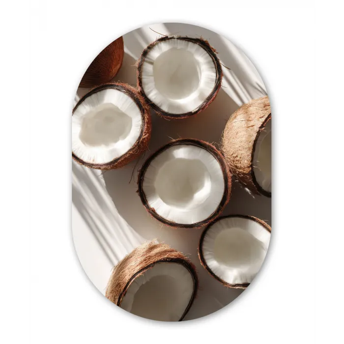 Kokosnoten - Bruin - Shaduw Wandcirkel Ovaal Glas middel -3d