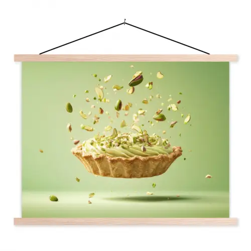 Pistache - Taart - Noten - Eten textielposter latten blank klein -3d