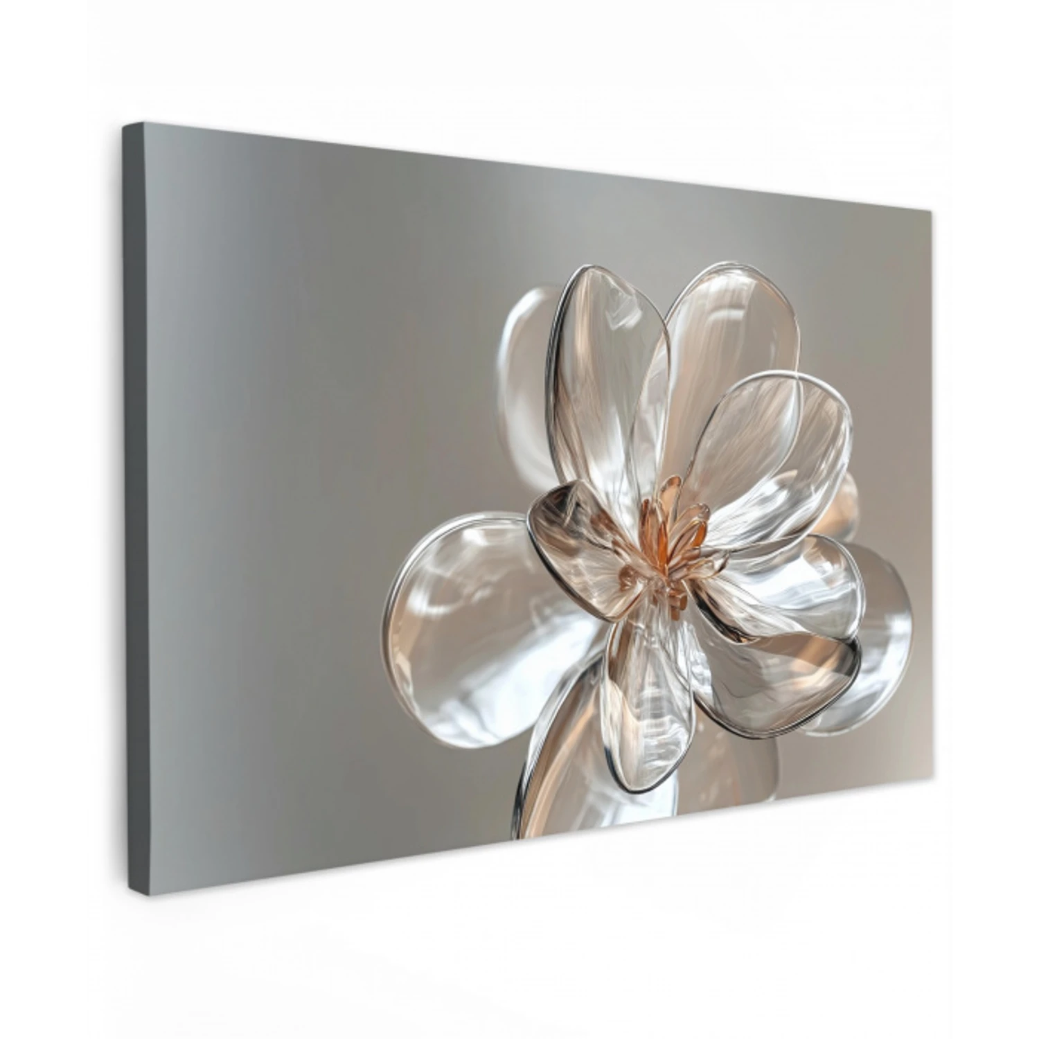 Bloem - Glazen - Doorzichtig Tuinposter op houten frame 2 cm dik klein -3d