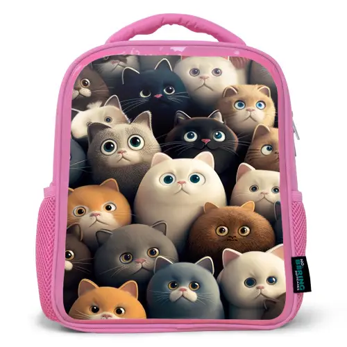 Kattenkabaal Kinderrugzak - Roze middel -3d