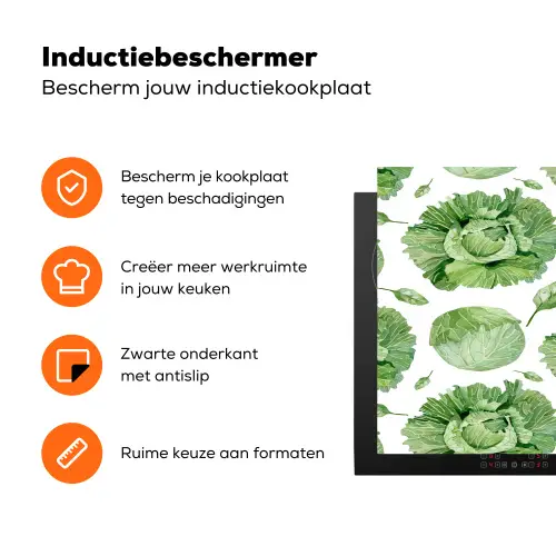 Kool - Bladgroen - Wit - Patroon Inductie beschermer vinyl 3mm klein 276 -zzzzzzz-td-ups