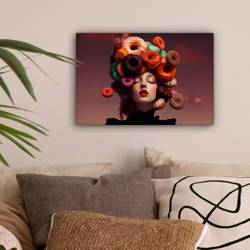 Vrouw - Donuts - Kleurrijk canvas 2cm klein -sfeer1