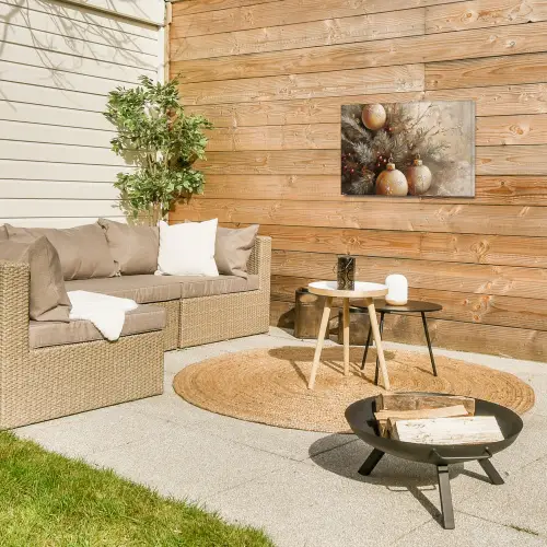 Kerst - Kerstballen - Beige - Goud Tuinposter op houten frame 2 cm dik klein -sfeer2