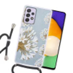 Illustratie - Bloemen - Blauw Hoesje Samsung Galaxy A52 5G met koord klein -sfeer1