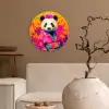 Kimono - Roze - Panda - Bloemenkroon Wandcirkel plexiglas klein -sfeer1