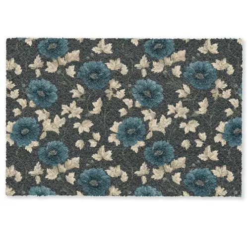 Botanisch - Bloemen - Blauw Deurmat klein 898 -zkaufland3d