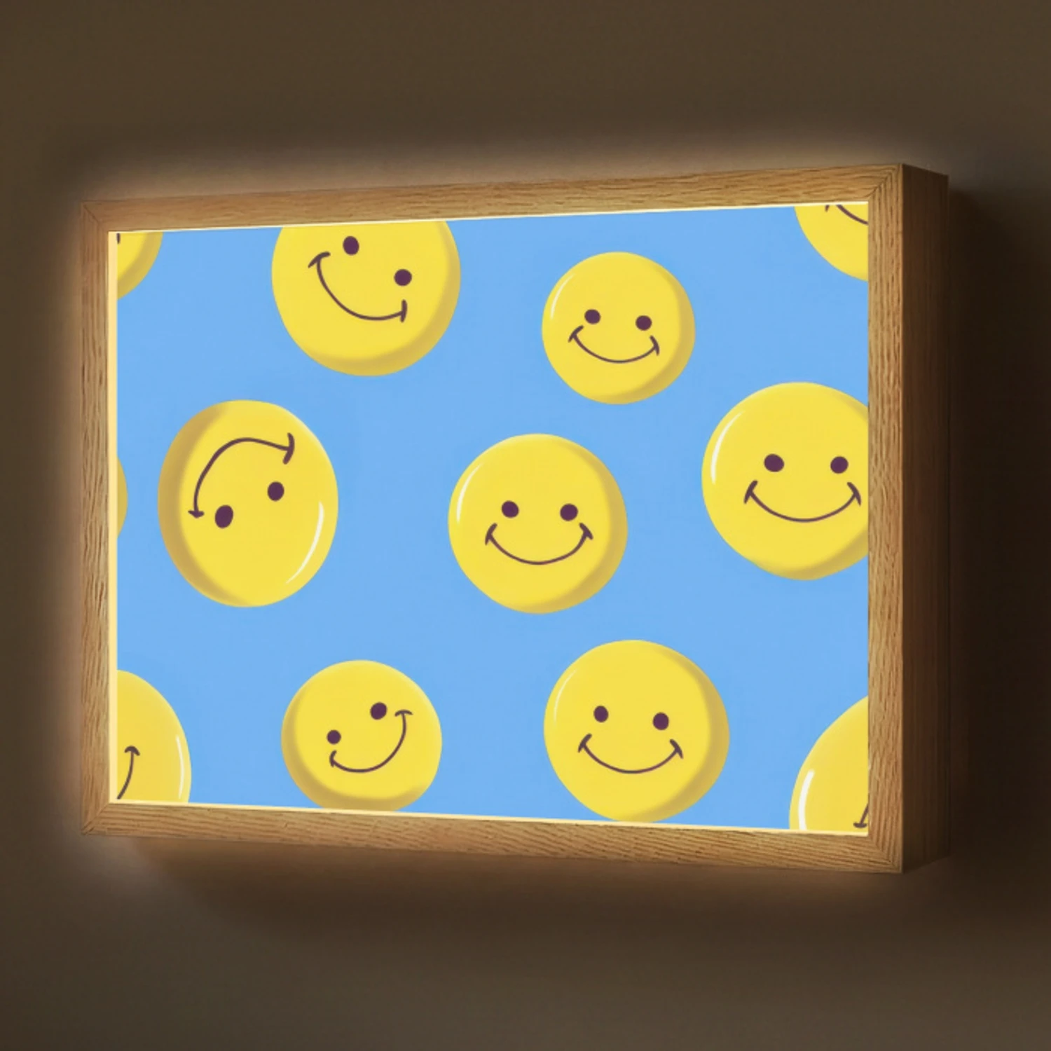 Smileys - Geel - Blauw Light Box met batterij (Wandlamp) middel -z3d_website