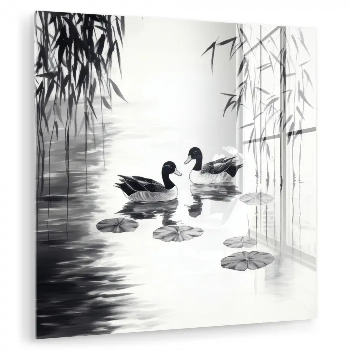 Eenden - Waterlelies - Riet - Zwart plexiglas 5mm klein -zzzproduct_nieuw