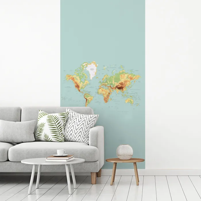 Wereldkaart - Realistisch - Blauw fotobehang vinyl groot -woonkamer