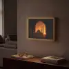 Moskee - Oranje lucht - Islamitisch Light Box met batterij (Wandlamp) middel -sfeer1