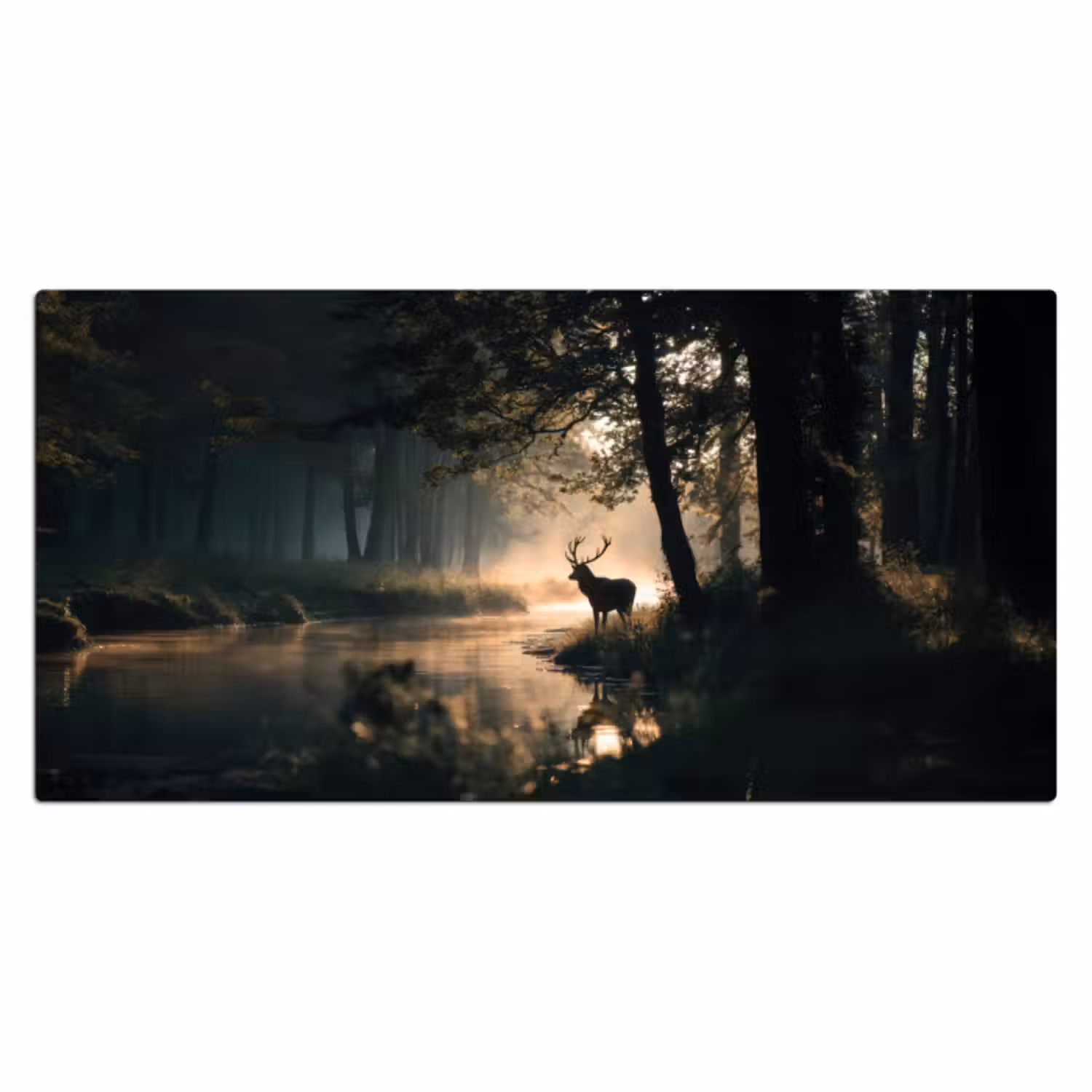 Schreibtischunterlage - Hirsche - Waldbach - Mystisch